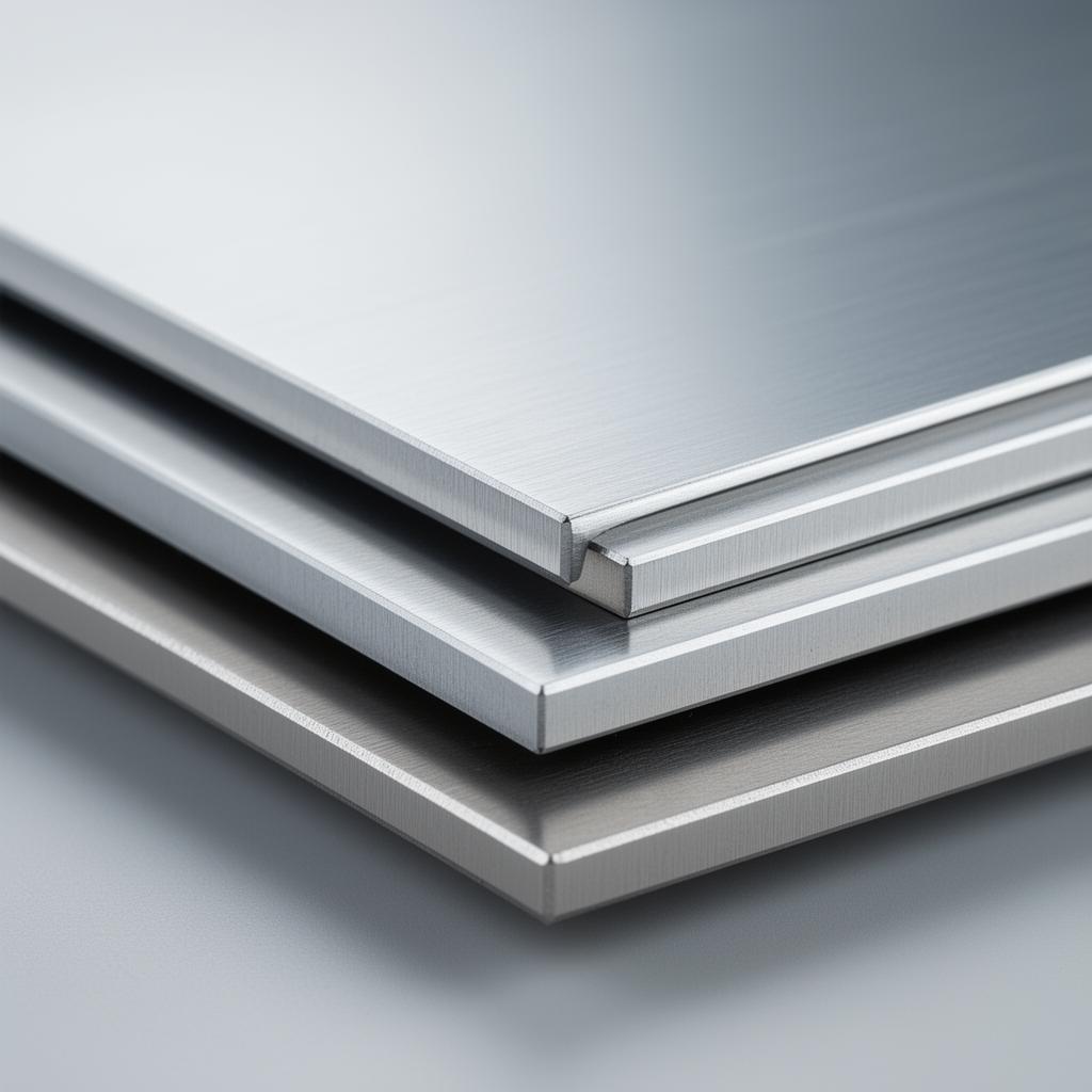 Stacked brushed aluminum sheets